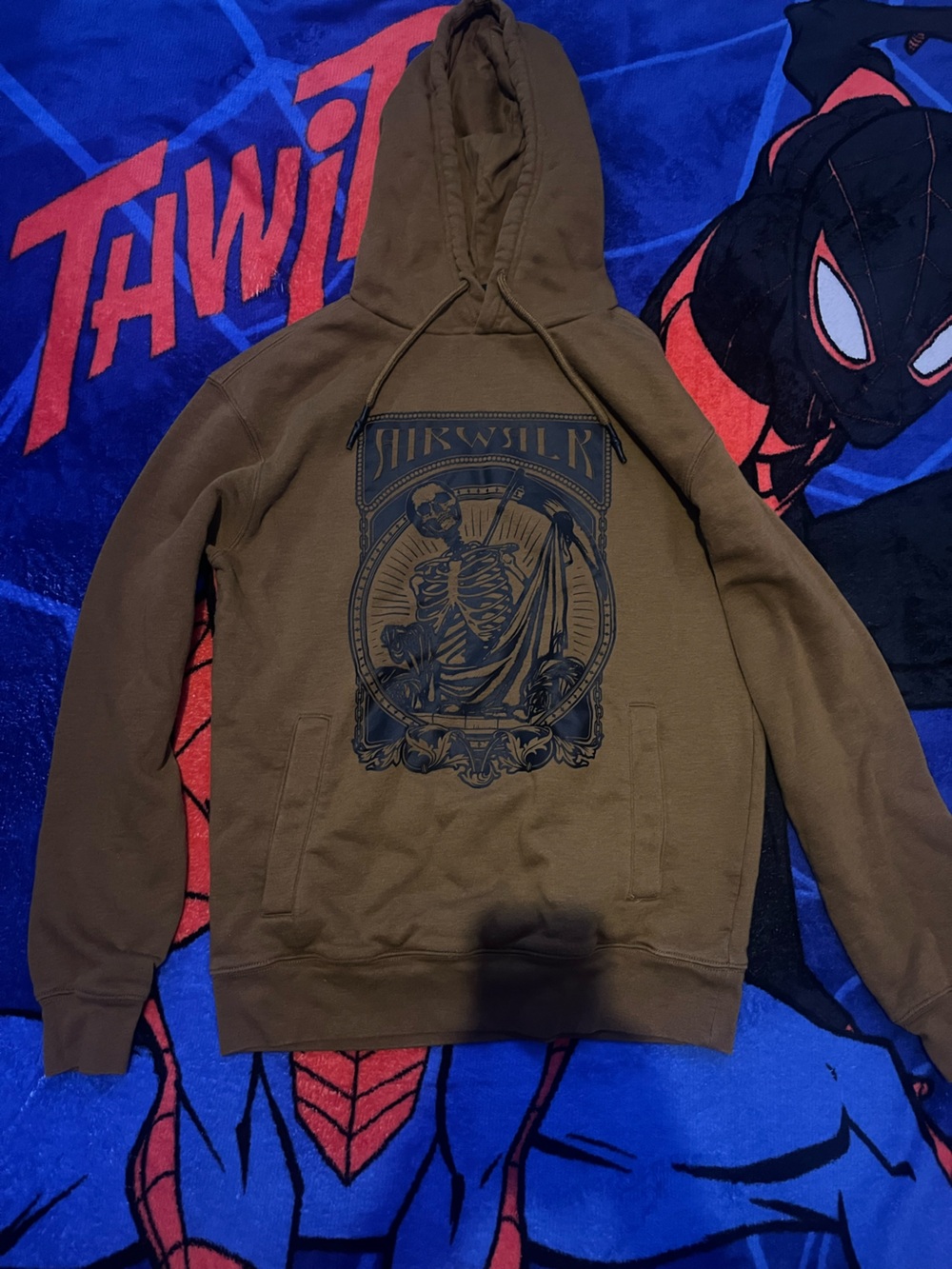 Airwalk Brown Pullover Hoodie with Black Skeleton Graphic